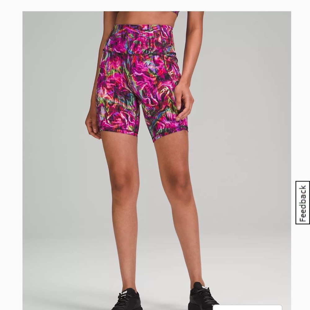 guc lululemon fast and free bike shorts hyper flow pink multi 6 sold out rare